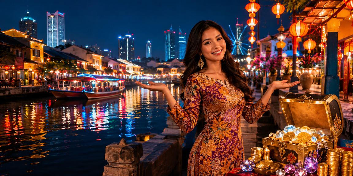 Aplikasi kasino dalam talian barcelona88 dengan reka bentuk batik Malaysia di skrin telefon